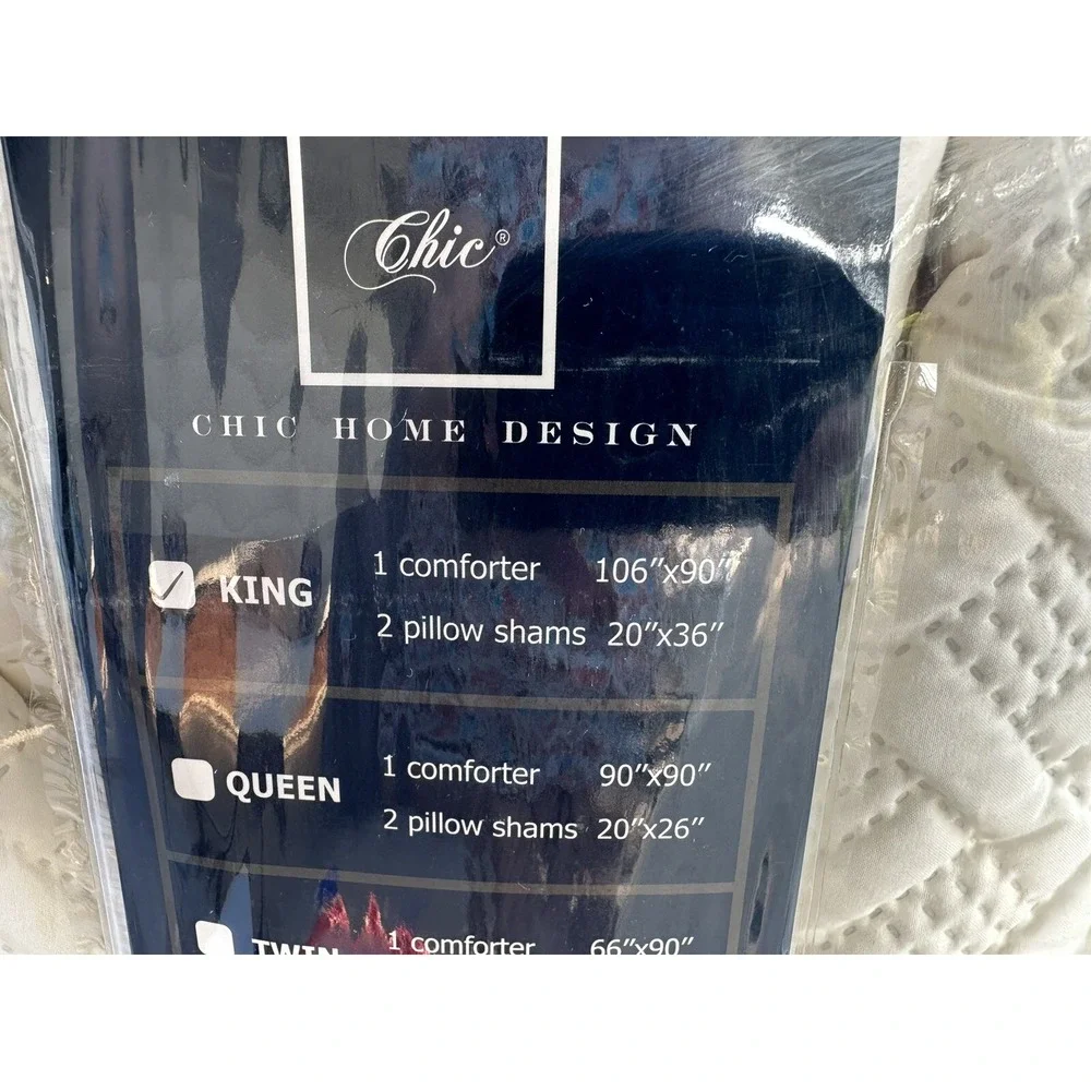 ⚡️ New Chic Home‎ Ora Comforter Set 3 Pieces color Beige over Size King
